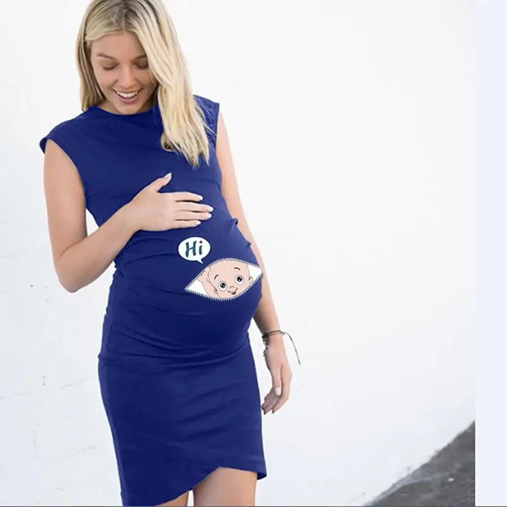 

Summer Short Sleeve Womens Dresses Pregnancy Maternity Dress Cartoon Vivid Baby Print Mother Dress Cute Clothes for Women
