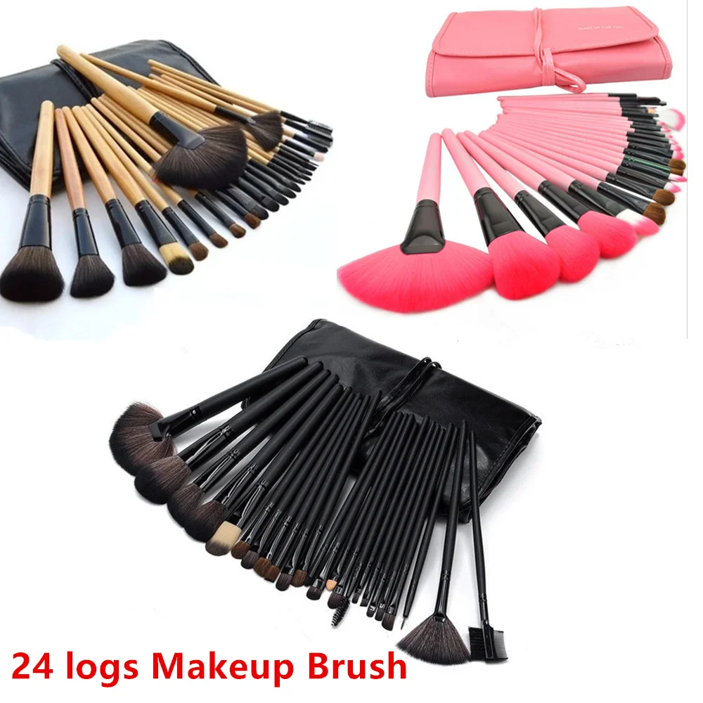 Набор кистей для макияжа 24 штуки, розовый, черный, красный, красиво упакованный.