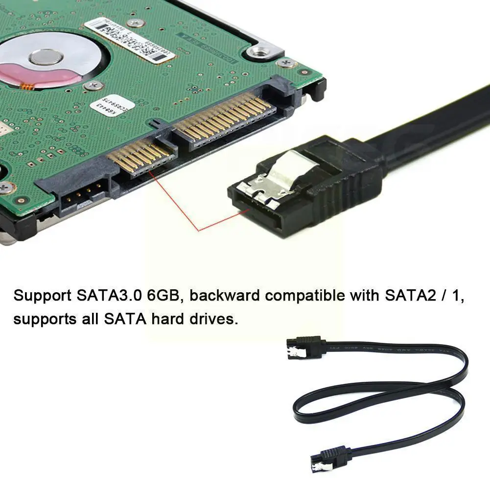 

1pcs 3.0 0.6gb Data Line Sata 3.0 To Hard Disk Ssd Black Speed Cable High Sata 45cm Signal Straight Hdd Data Adapter Cable C0z1