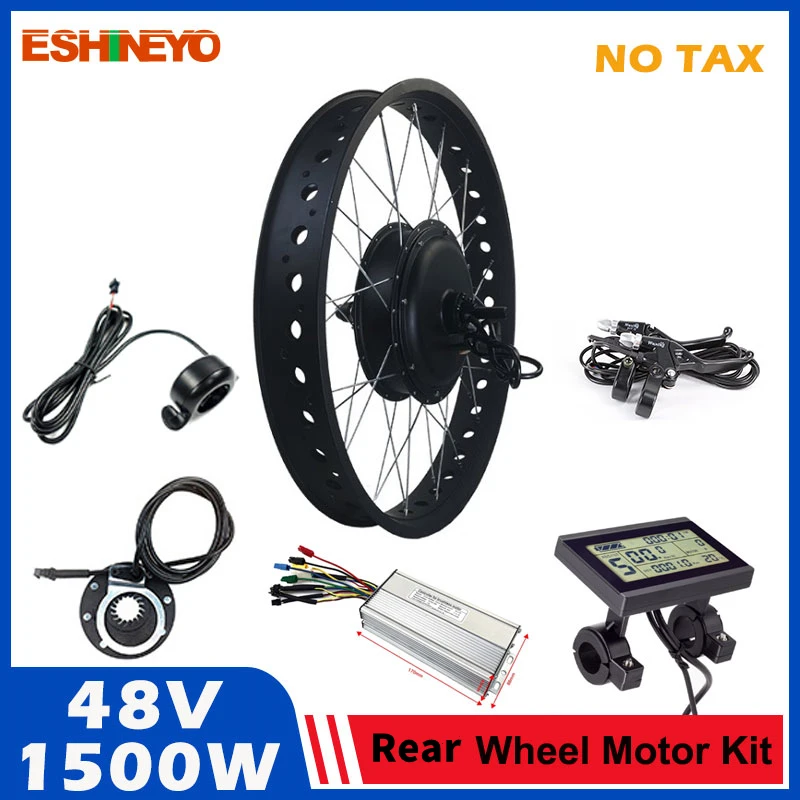 

48V 1500W Electric Bike Conversion Kit Snow Bike Rear Wheel Hub Brushless Motor 20'' 26 Inch 4.0 Wheel 190mm Fat Tire Ebike Part