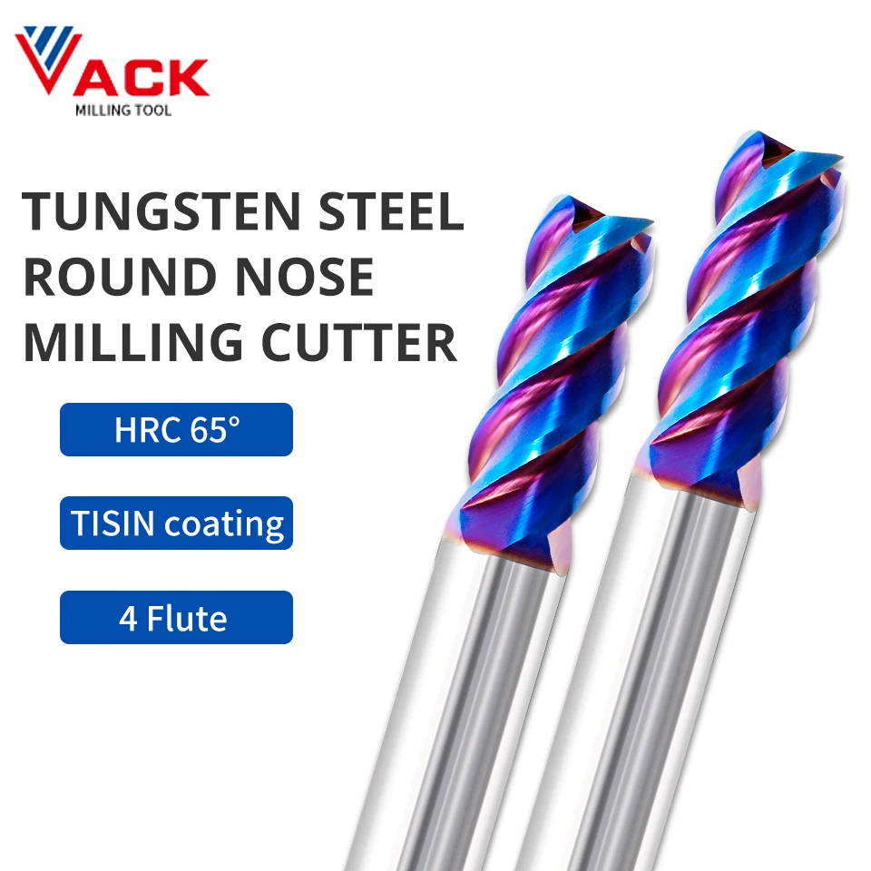 

VACK 4 Flutes HRC65 Carbide End Mill Alloy Carbide Tungsten Steel Milling Cutter Endmills CNC Cutting Tools For Stainless Steel