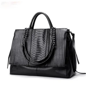 design women handbag luxury simple crocodile leather handbags chain womens shoulder bag black big totes bolsas free global shipping