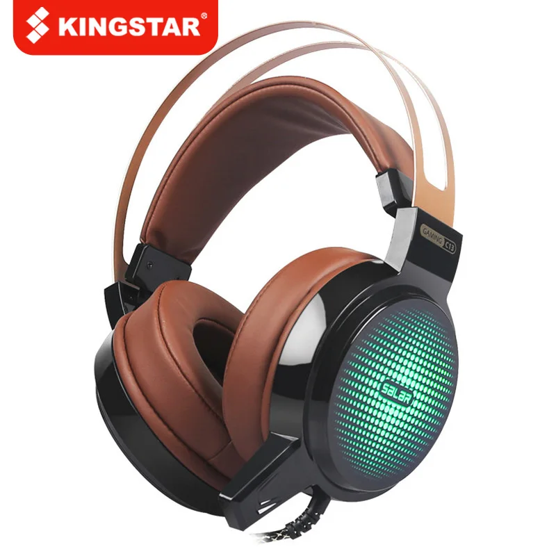 Большая игровая гарнитура KINNGSTAR проводные наушники с микрофоном светодиодный