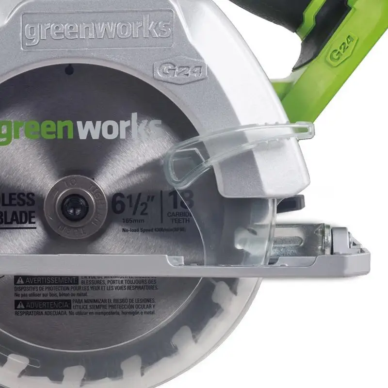 Пила циркулярная Greenworks компактная 6 1/2 дюйма 24 В 165 мм 18 т|Электрические пилы| |
