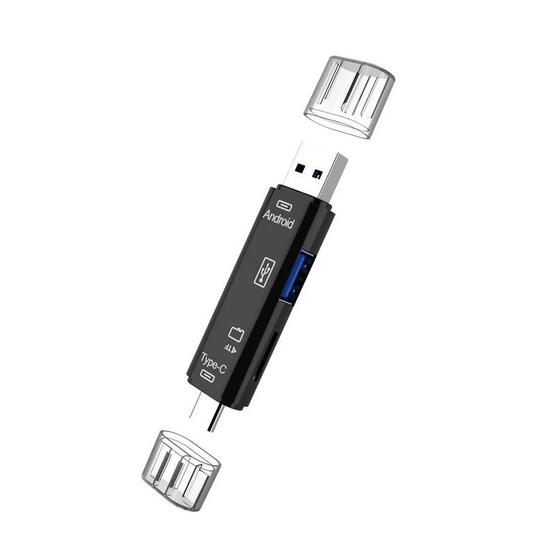 OTG кардридер 5 в 1 устройство для чтения карт Type C MicroUSB и USB высокоскоростной