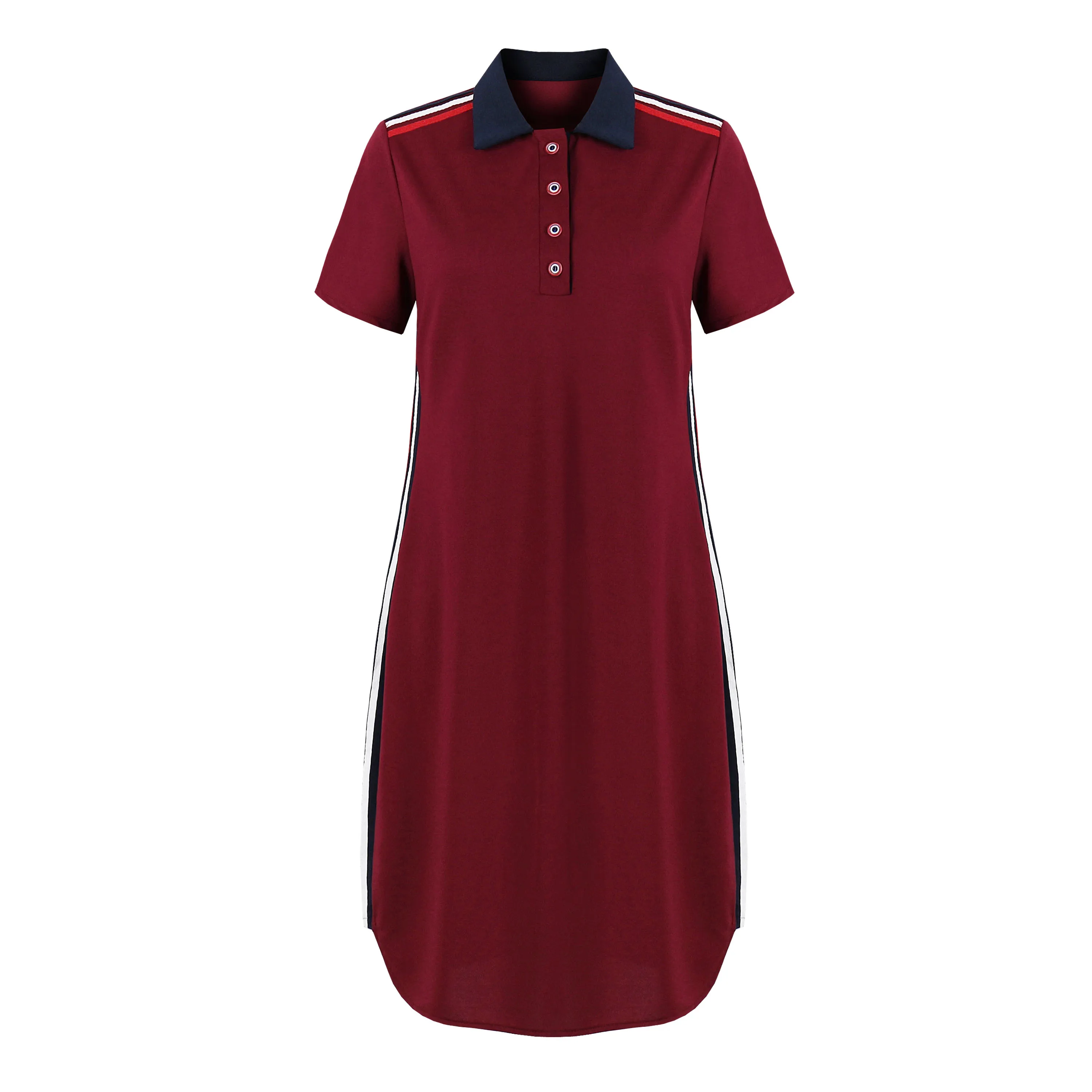 7 Fashion Brand Women Polo Dress T Shirt Short Sleeve Summer Elegant Dresses Patchwork Female Casual Oversized 6XL Vestidos - Цвет: 7