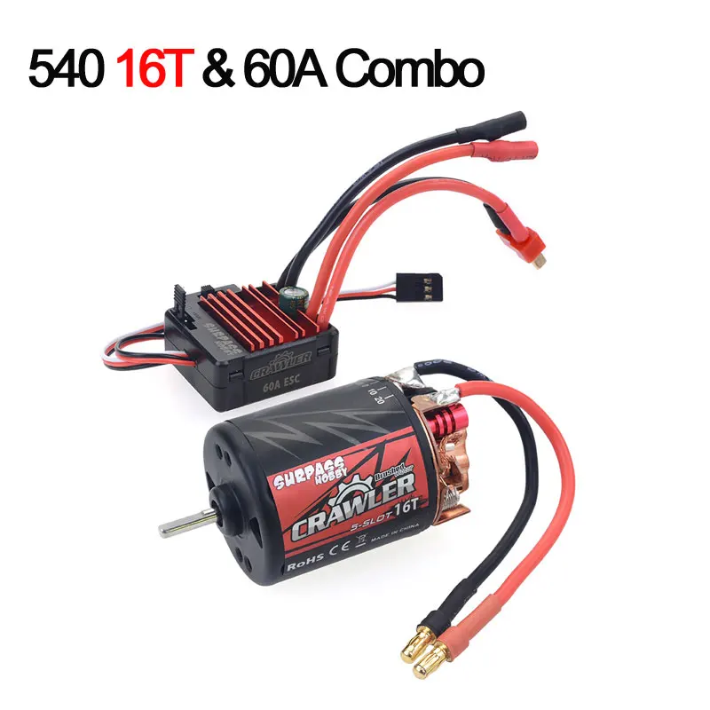 540 16T 60A ESC Водонепроницаемый 5-Slot 540 550 10T 11T 12T 13T 16T 20T матовый мотор w/60A 80A ESC для tamiya Kyosho TRAXXAS WLtoys 1/10 RC автомобиль - Цвет: 540 16T 60A ESC