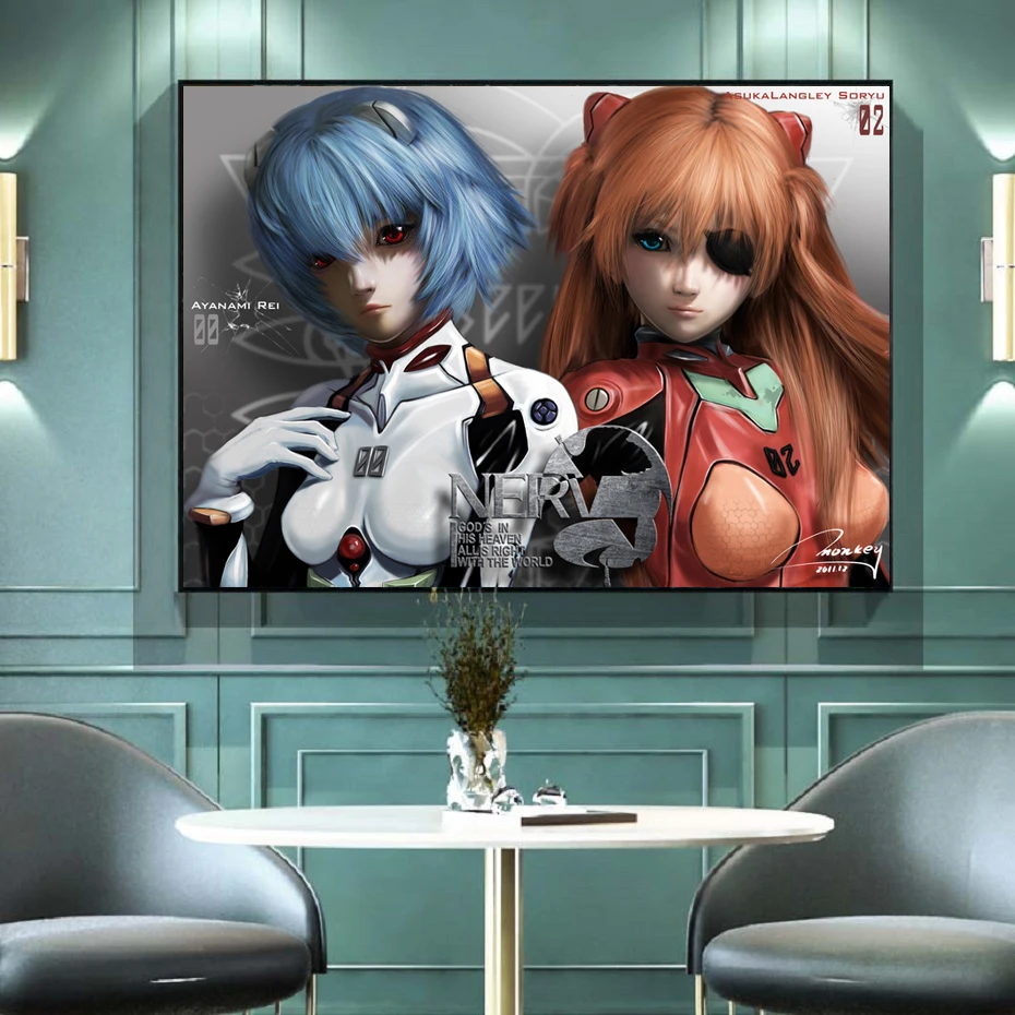 

Canvas Painting Poster Evangelion Wall Art Animation Character Canvas Painting Printing Children's Bedroom Home Decoration