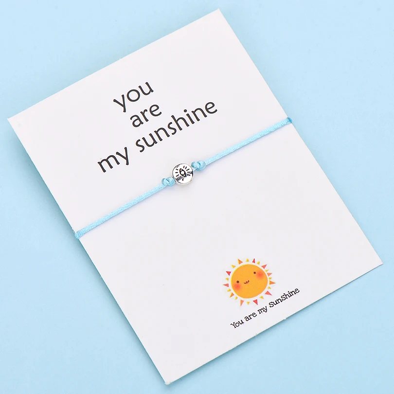 color 2 IYOE Wish Card You Are My Sunshine браслеты с глазами для женщин и мужчин, подарок на день рождения, винтажный браслет ручной работы с красной нитью - Окраска металла: color 2