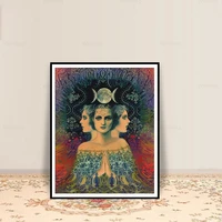 moon goddess 5d diamond painting psychedelic tarot poster mosaic diy full round embroidery cross stitch bohemian gypsy art decor