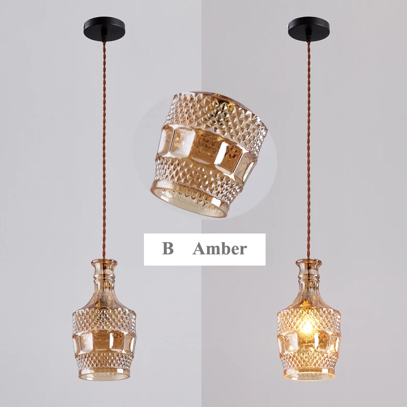 

Modern Minimalist Vintage Wine Bottle Pendant Lights CafeRoom/Bar Lamp Single Glass Pendant Lamps Decoration Indoor Lighting E27