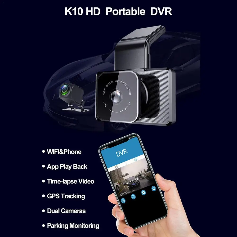 DVR Dash Cam 3 дюйма HD Автомобильный видеорегистратор камера wifi подключение