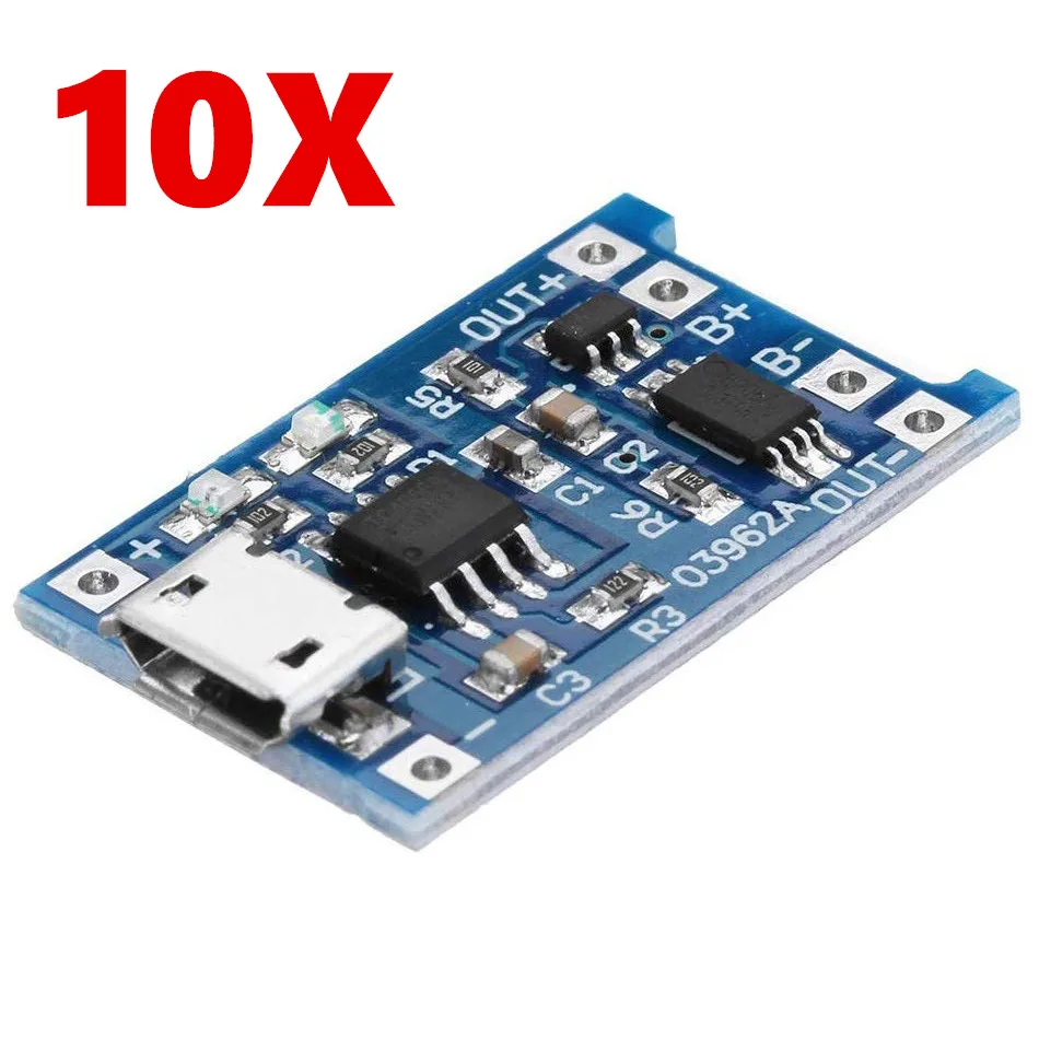 10 шт. TP4056 + Двойная функция защиты 5 в 1 а Micro USB 18650 литиевая батарея зарядная плата