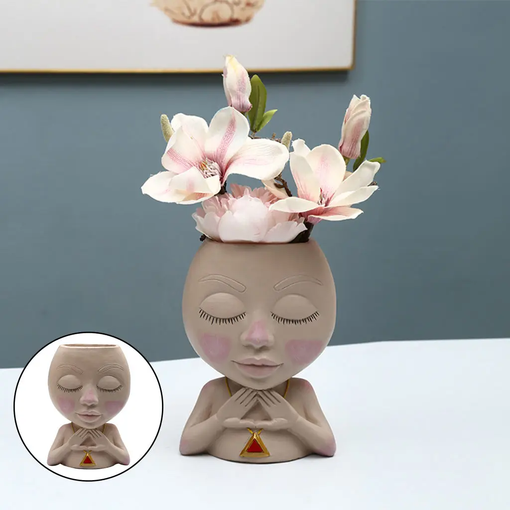 

Ваза с человеческим лицом, Цветочная фотография, цветочный горшок из смолы, творческая художественная ваза, домашний декор, контейнер для с...