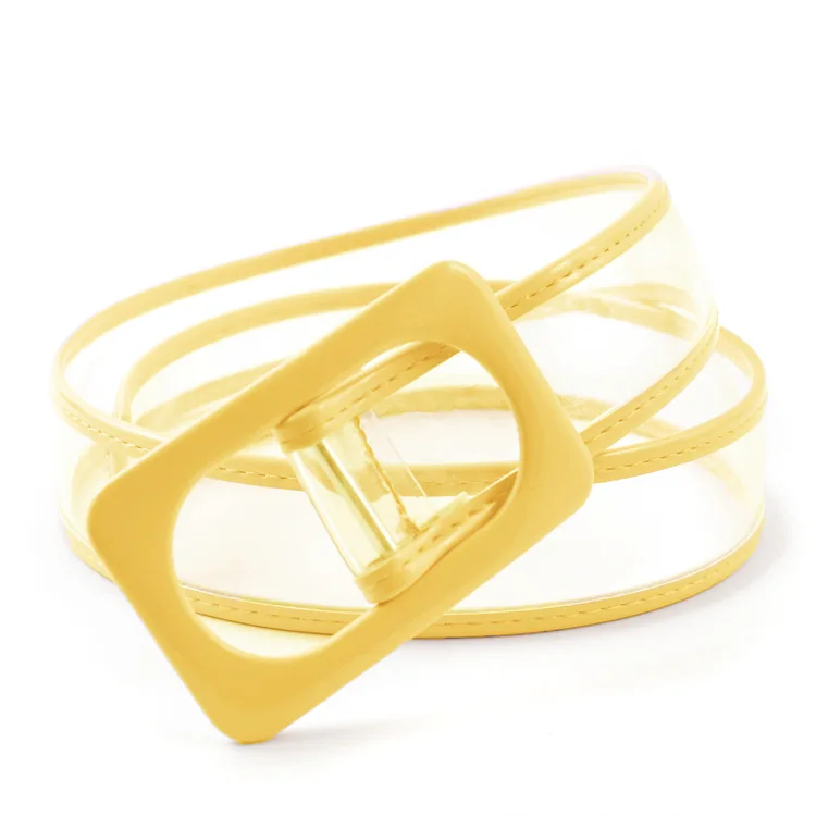 Женский ремень из ПВХ BL412 Универсальный прозрачный с боковой пряжкой вогнутой