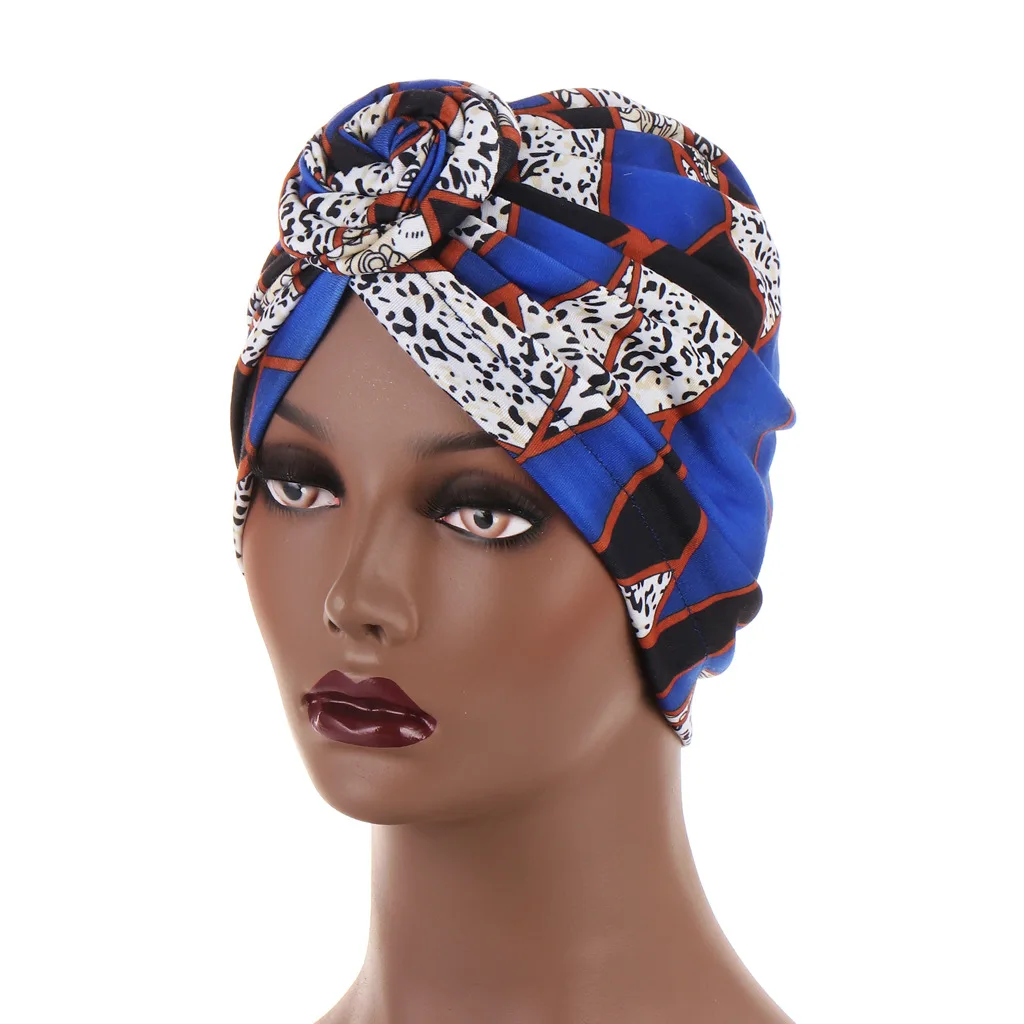 

2021 New Print Muslim Turban Caps For Women Donuts Turbante Bonnet Hijab Femme Musulman Arab Head Wrap African India Cap