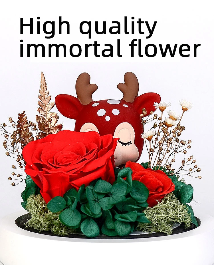 

Fresh Keeping Flowers Fawn Doll Rose Immortal Flower Gift Box Packaging Birthday Present Valentine's Day To Girlfriend