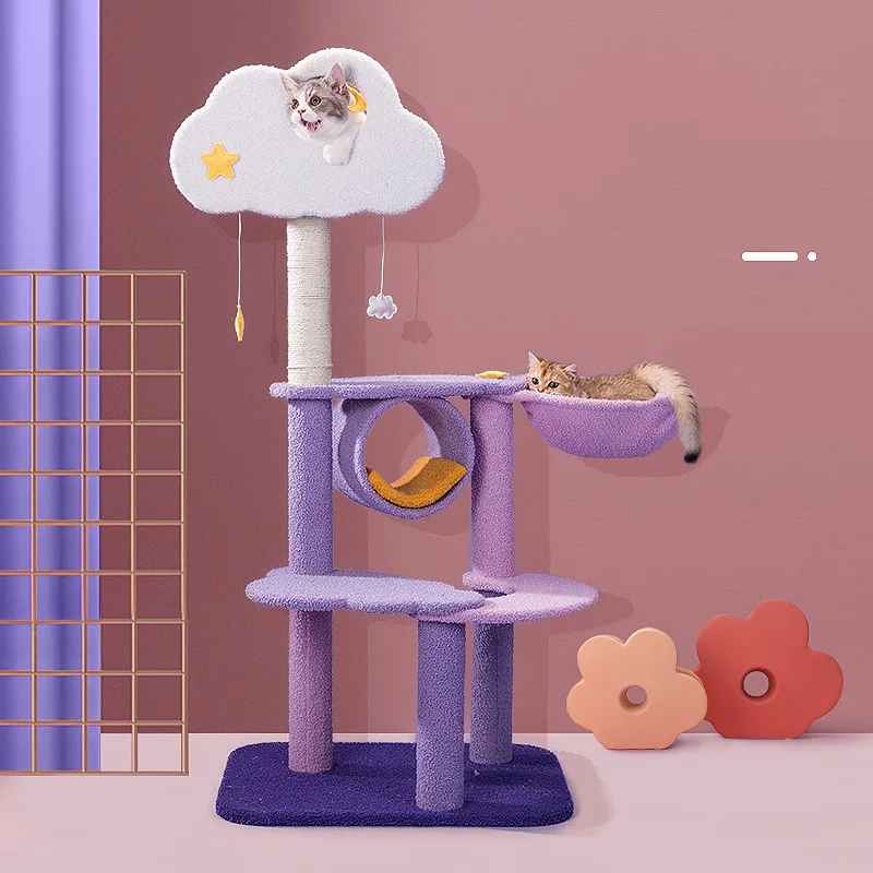 

Purple Cat Climbing Frame Cat Nest Cat Tree One Grabbing Pole Large Cat Tower Cat Grabbing Board Toy Platform Villa Cat Supplies