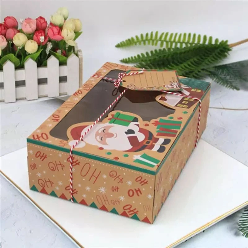 

12Pcs Kraft Paper Portable Christmas Gift Box Party Favor Holders Goody Candy Box Cookie Boxes for Party Christmas Home