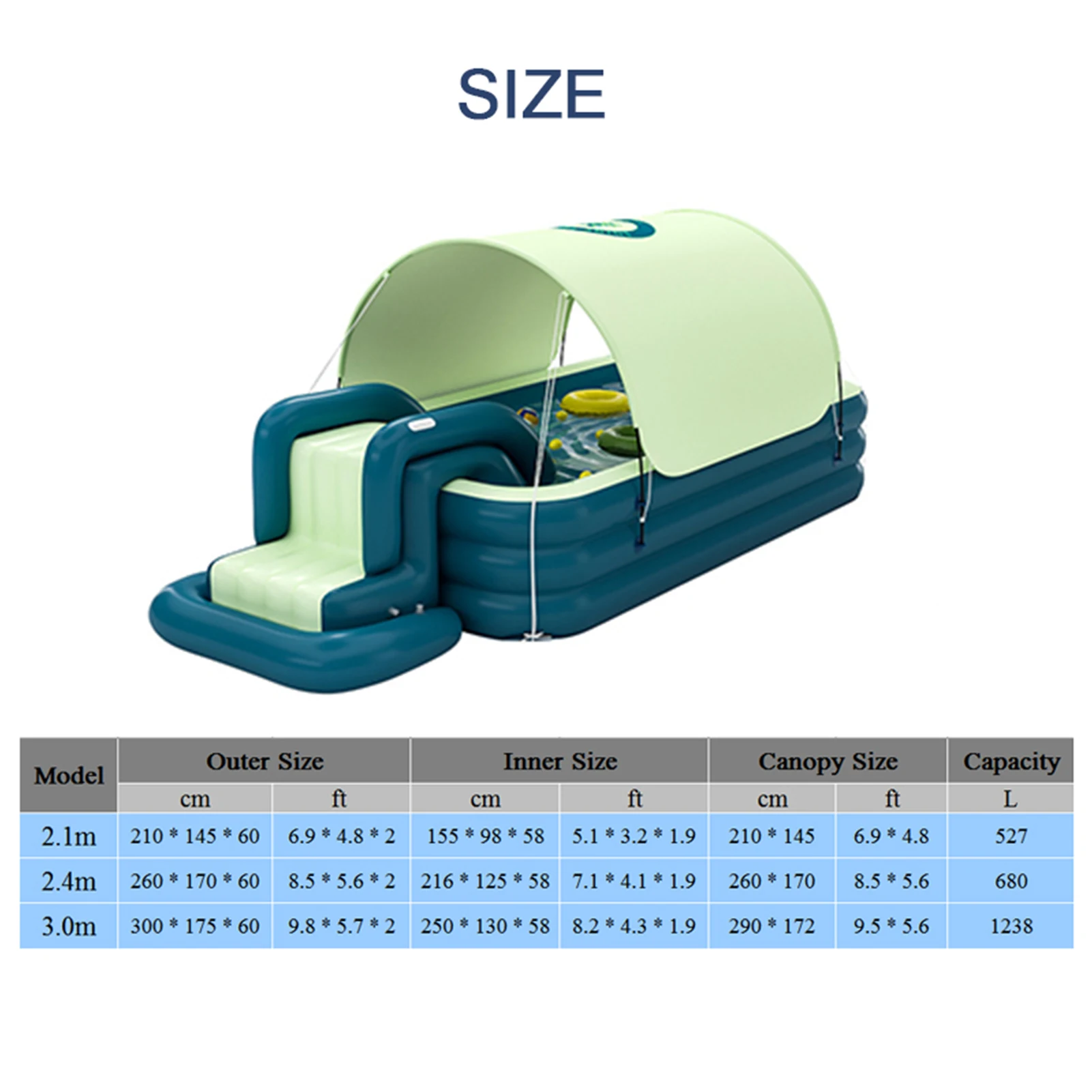 

Inflatable Swimming Pool Children's Slides Thickened Shade Pool Double Rain Pipe Design Suitable For Adults Children To Play
