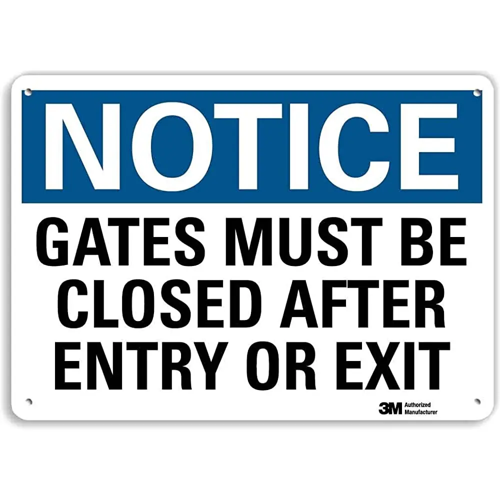 

"Notice Gates Must Be Closed After Entry Or Exit" Sign By SmartSign | 10" x 14" 3M Reflective Aluminum