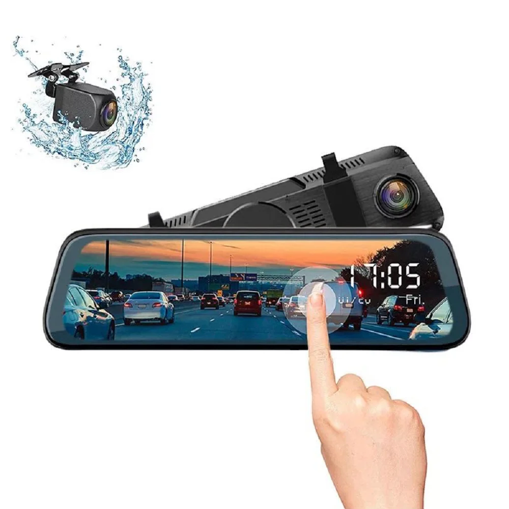 

Зеркало заднего вида, видеорегистратор с двойной записью, видеорегистратор Full HD 1080P 10 дюймов, Автомобильный видеорегистратор с сенсорным эк...