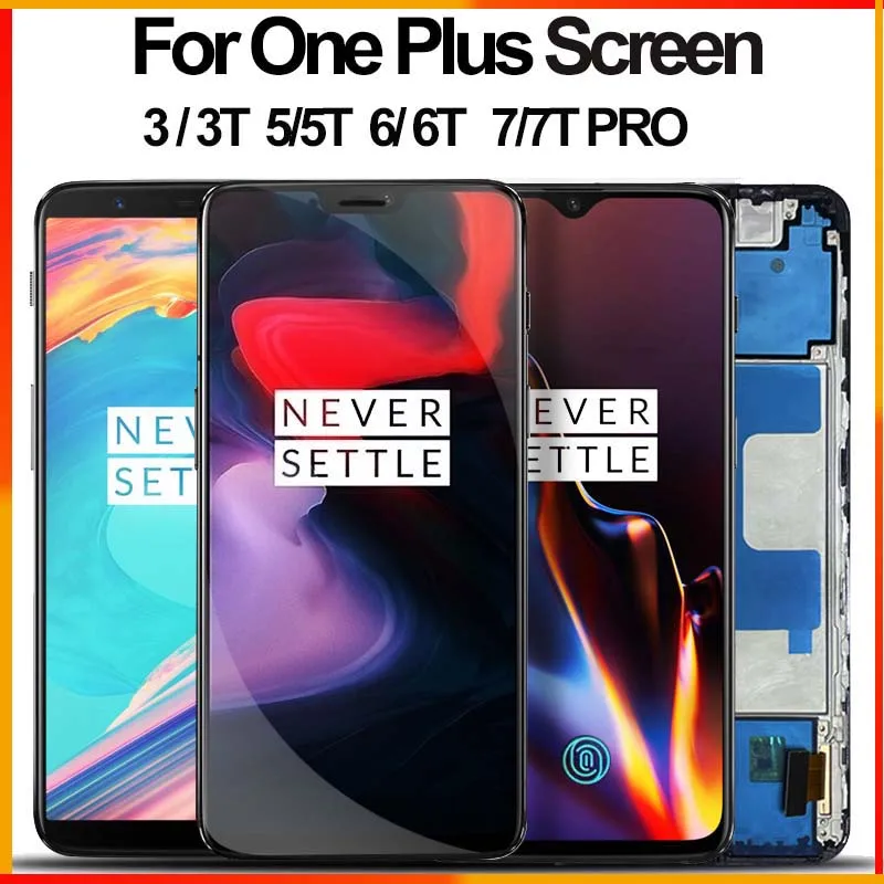 Original AMOLED Display For Oneplus 3 3T 5 5T 6 6T 7 7T 7Pro 7T Pro LCD Display Touch Screen LCD Panel Replacement