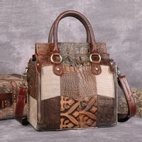 Genuine Leather Woman Bag Brand Shopping Totes Vintage Cowhide Shoulder Crossbody Top Handle Bags For Office Ladies NEW