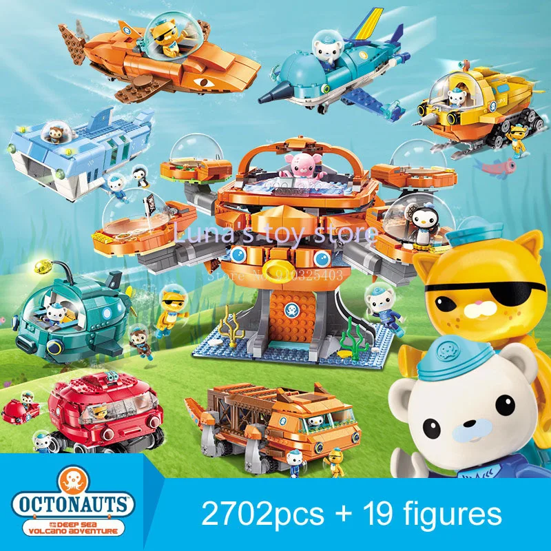 Octonauts строительный блок Octo-Pod Octopus Playset &amp Barnacles Kwazii песо Inkling 698 шт. Обучающие