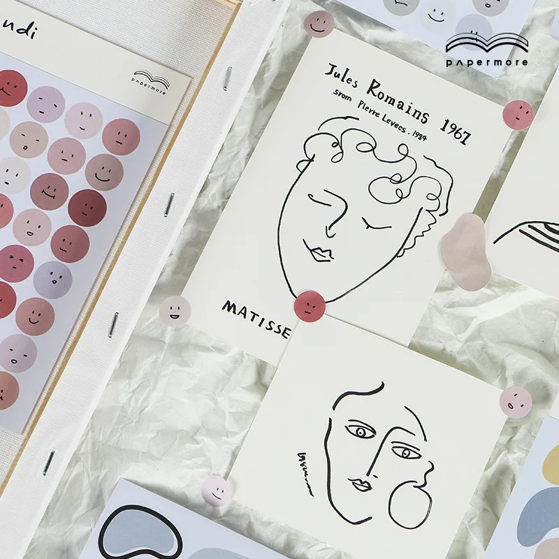 2 Sheet Morandi Series Smiley Expression Stickers Kawaii Decorative DIY Diary Scrapbooking Stationery Planner | Канцтовары для