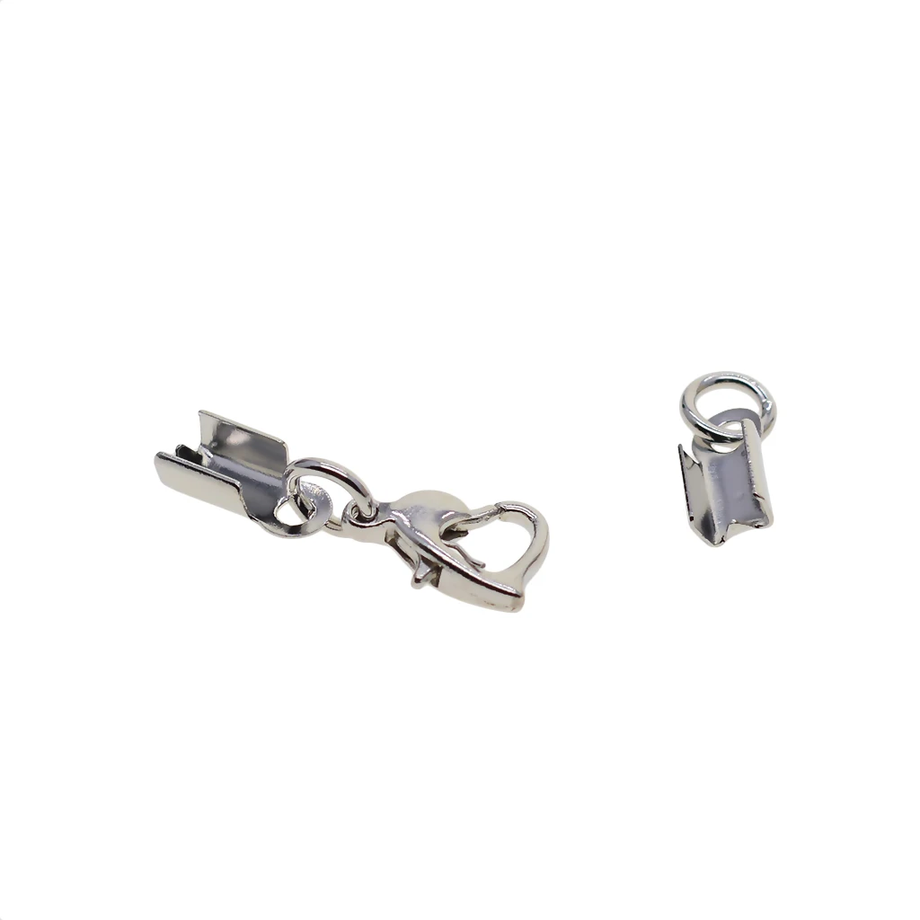 

24x Lobster Claw Clasps Fold Over Cord End Caps for Crafts Jewelry Making
