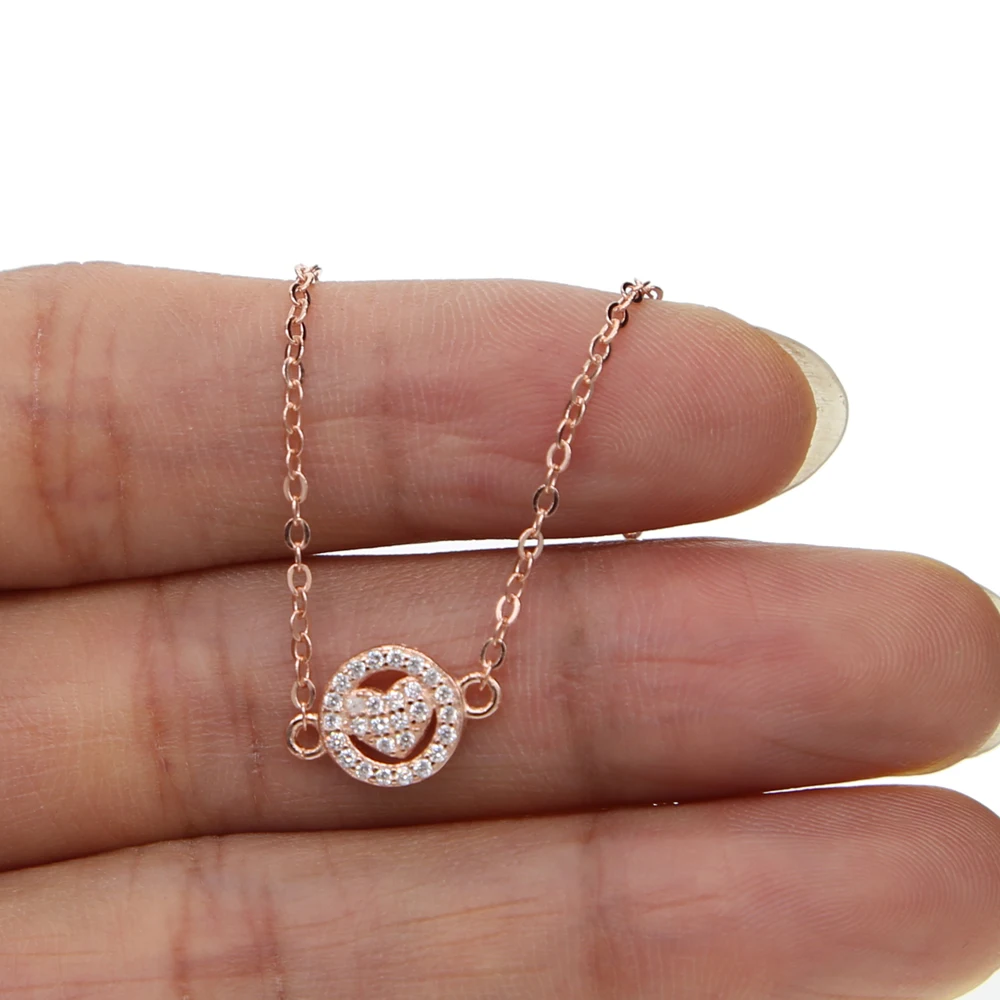 Милое женское ожерелье подвеска в форме сердца и стрелы из розового золота с