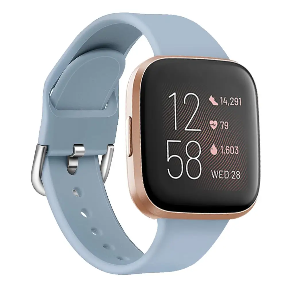 Light Blue Высококачественный однотонный Браслет для Fitbit Versa 2/Versa Lite водонепроницаемый сменный мягкий силиконовый ремешок для часов Correa - Цвет: Light Blue