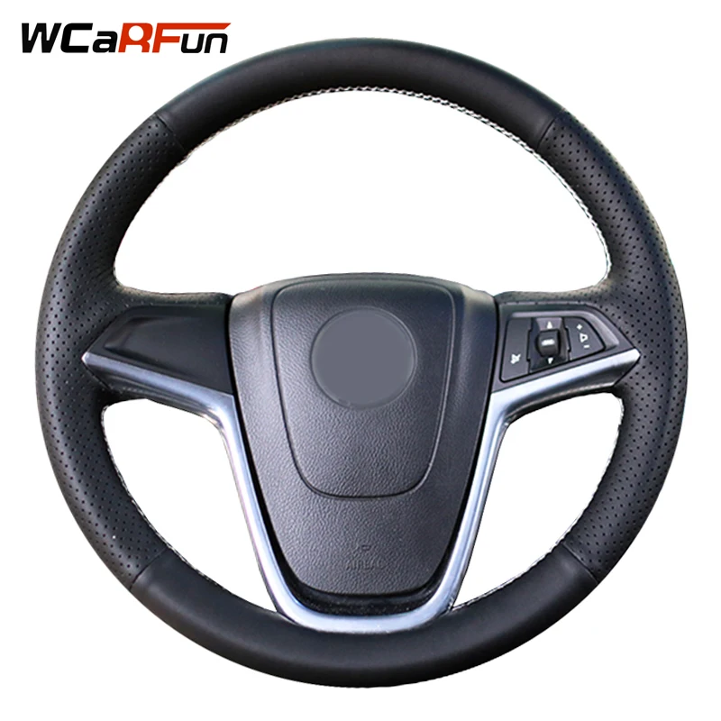 

WCaRFun Custom Name Black Artificial Leather Hand-Stitched Car Steering Wheel Cover for Buick Excelle XT GT Encore Opel Mokka