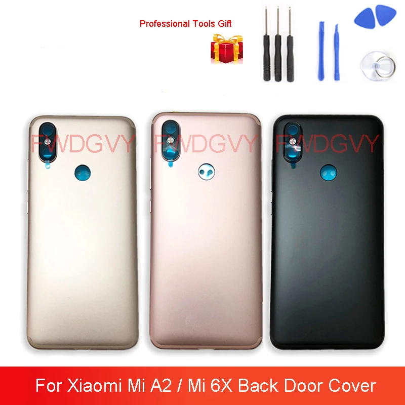 

Original NEW Back Cover For Xiaomi Mi A2 / Mi 6X Battery Rear Housing Metal Door Camera Glass Lens Side Key Replacement Case