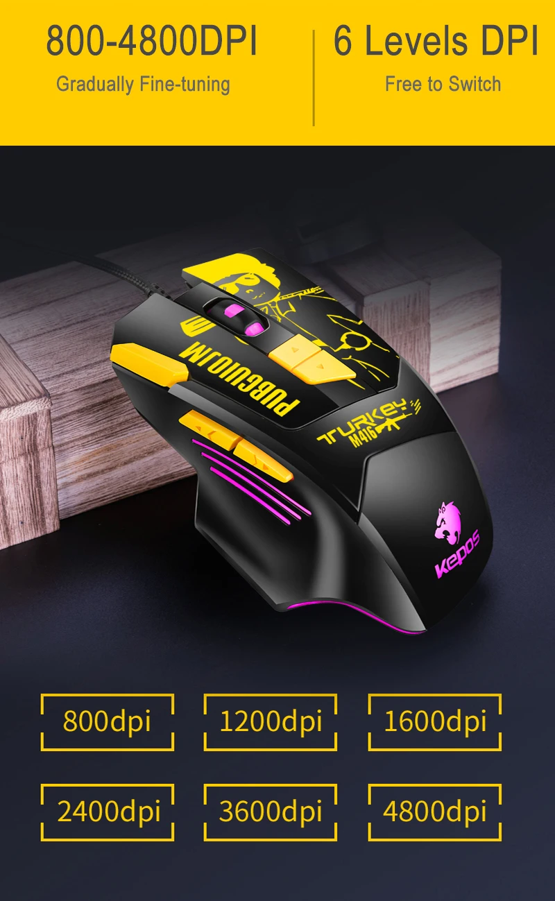 4800DIP USB Оптическая Проводная игровая мышь для ноутбука, настольного компьютера, мышь без привода, кабель для пистолета, мышь для геймера, эргономичные мыши