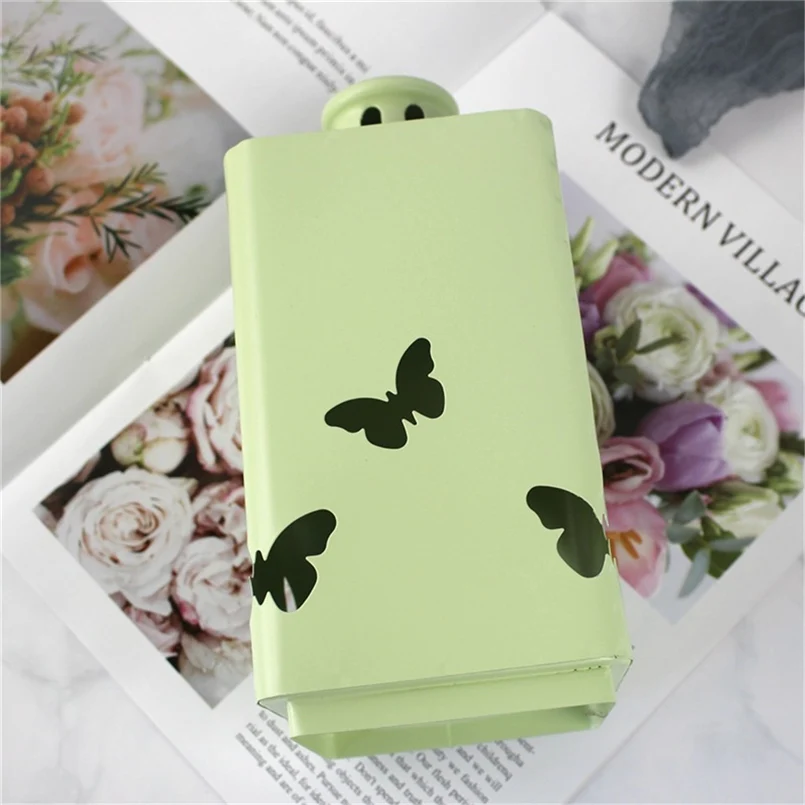 Американский подсвечник из кованого железа розового и зеленого цветов с металлическим фонарем для домашнего декора и мягкой ветрозащитой 30O16.