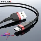 USB-кабель USLION 3A для быстрой зарядки, QC3.0, USB Type-C, мобильный телефон, зарядное устройство, USB Type-C кабель для Samsung S10, Xiaomi, Huawei Mate 30