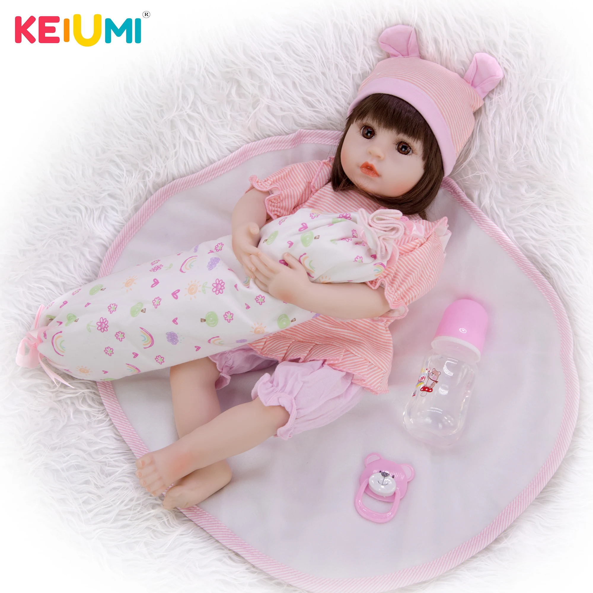 Очаровательные 18 дюймовые куклы KEIUMI Реалистичные Силиконовые мягкие виниловые