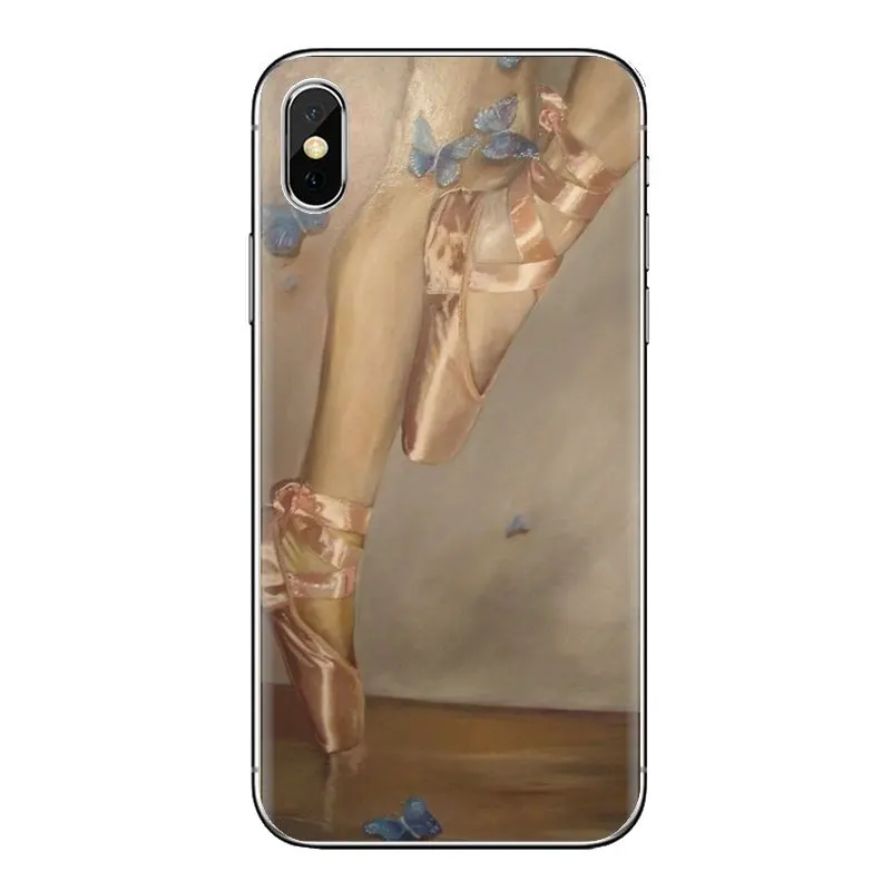 For iPhone XS Max XR X 4 4S 5 5S 5C SE 6 6S 7 8 Plus Samsung Galaxy J1 J3 J5 J7 A3 A5 TPU Cover Silk Ballet Shoes Pointe Pattern |