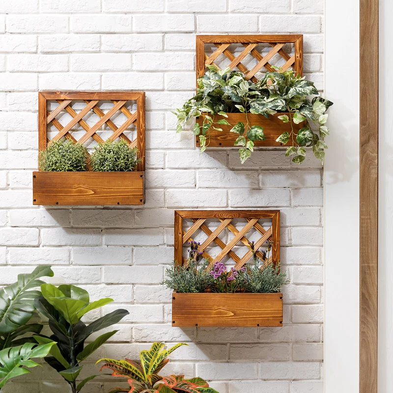 

Wall-mounted Flower Shelf Solid Wood Multi-layer Plant Shelf Balcony Fleshy Flower Pot Garden Decoration Thickened Material