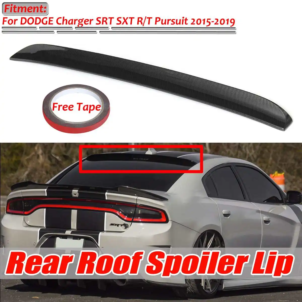High Quality Car Rear Roof Lip Spoiler Wing For DODGE Charger SRT SXT R/T Pursuit 2015-2019 Rear Window Roof Spoiler Lip Cover