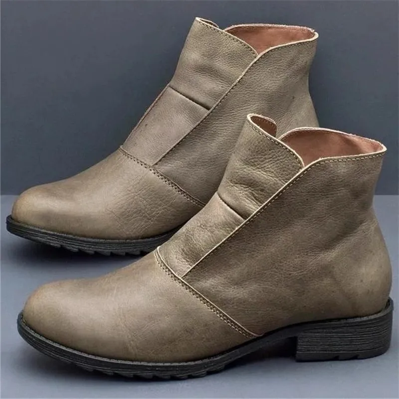 Женские ботинки из натуральной кожи с круглым носком на осень/зиму|Женские