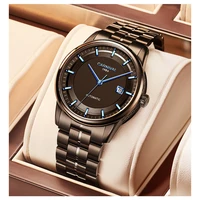 carnival new fashion business blue pointer black dial waterproof mens mechanical stainless steel strap watches zegarek m%c4%99ski