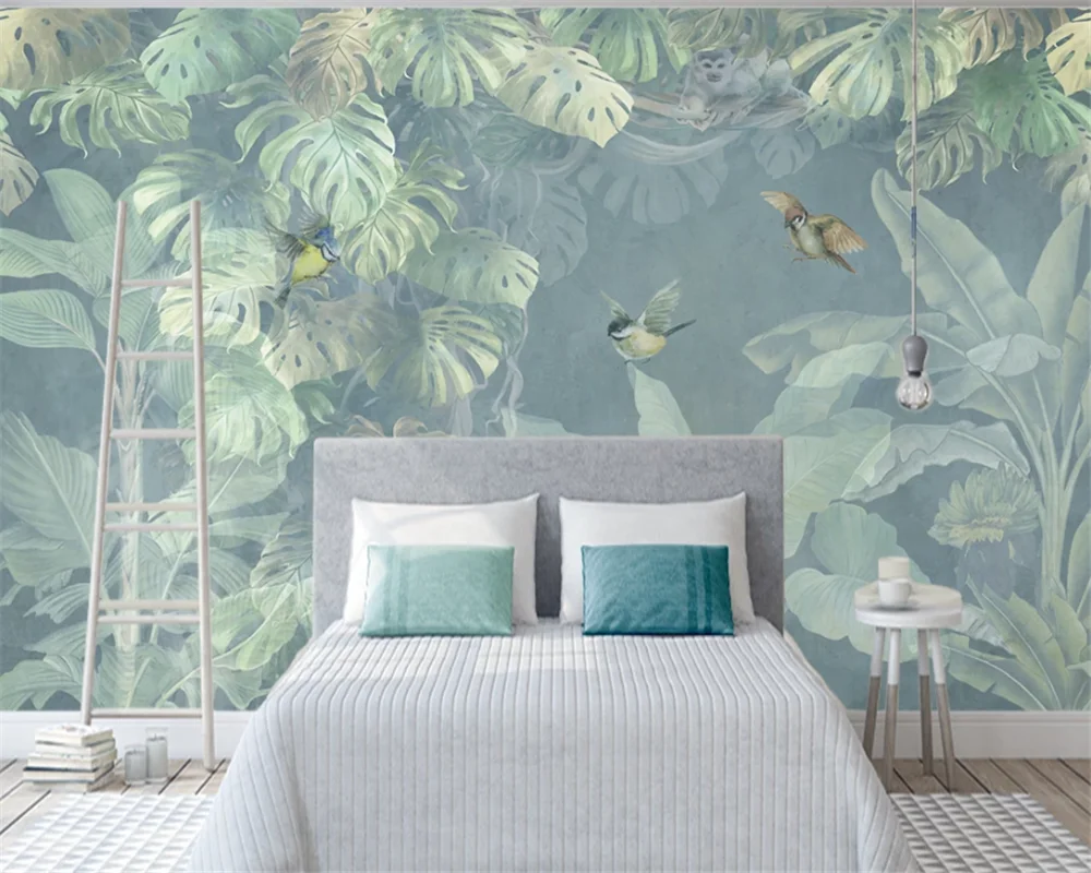 Обои на заказ настенная бумага Скандинавское ретро ручная роспись тропические