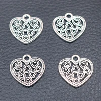 20pcs silver plated nine hearts styling pendant retro earrings bracelets metal accessories diy charms jewelry crafts making p564