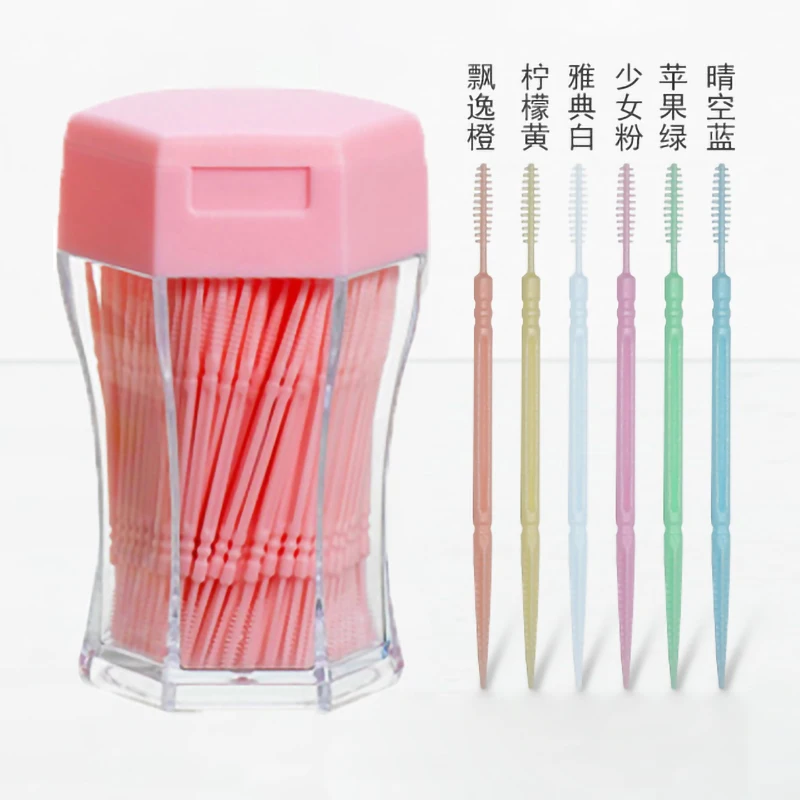 

Hot Sale 200pcs/box Double-head Toothpicks Interdental Brushes Dental Floss Pick Toothpick Oral Hygiene Care