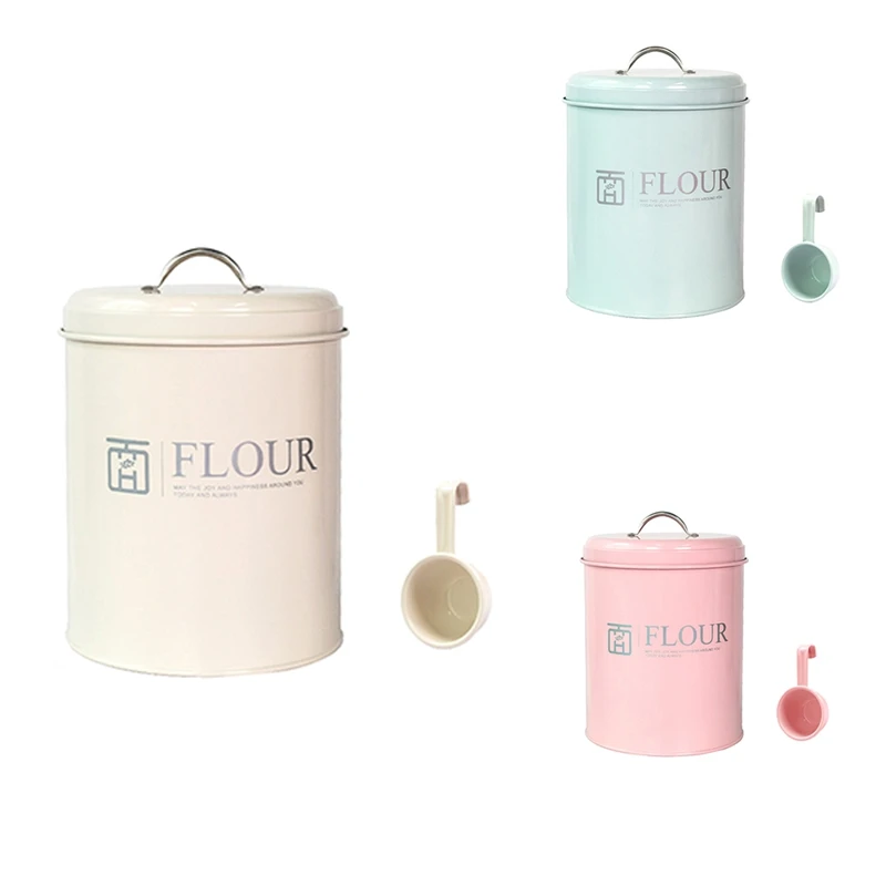 

2.5Kg Baking Flour Storag Bucket With Spoon With Sealing Ring Moisture-Proof Antirust Sunscreen Multi-Function