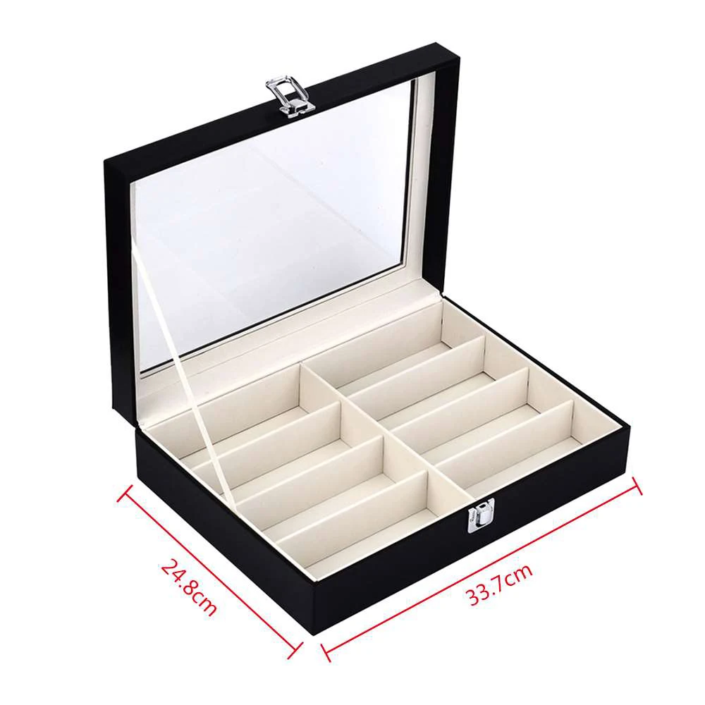 

1pc New PU Leatherette Glasses Organizer Sunglass Case Storge Display Shop Display And Home Decoration Black