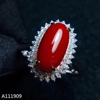 kjjeaxcmy boutique jewelry 925 sterling silver inlaid natural red coral ring womens fine ring support detection luxurious